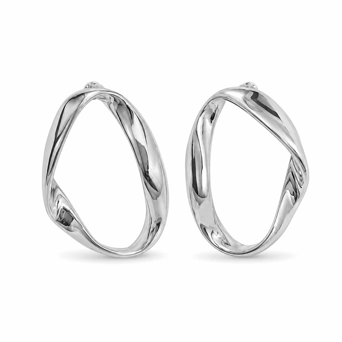 Silver Abstract Open Loop Stud Earrings for Women | Modern Statement Earrings