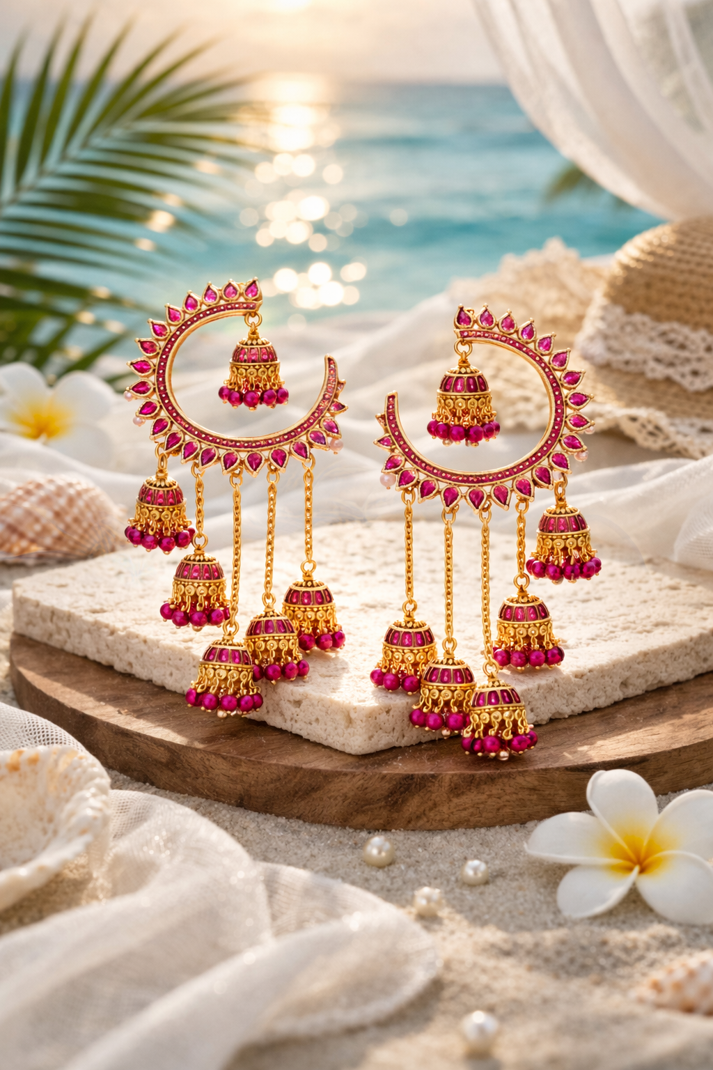 Pink Chandbali Multi Jhumka Earrings for Women Party Wear Statement Jewelry