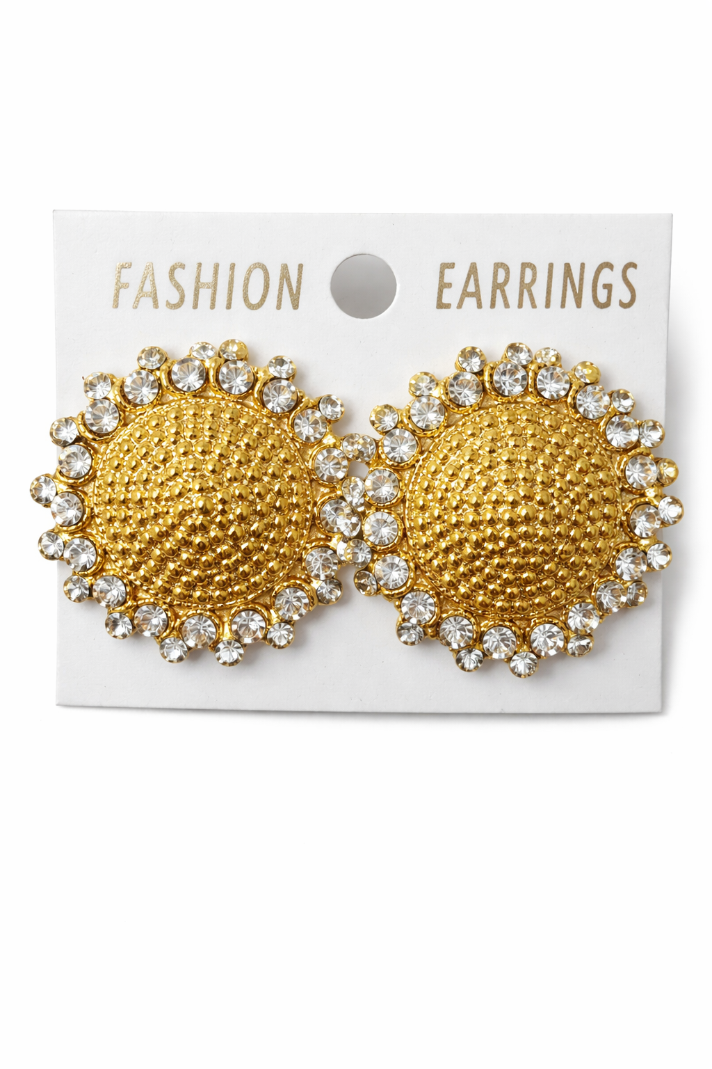 Gold Kundan Stone Round Stud Earrings for Women Party Wear Traditional