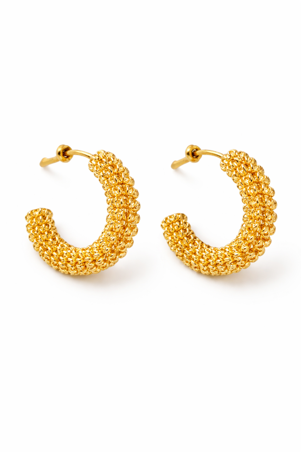 Gold Textured Hoop Earrings for Women Daily Wear Hoops