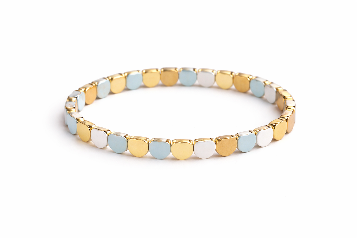 Gold Multicolor Tile Elastic Bracelet for Women