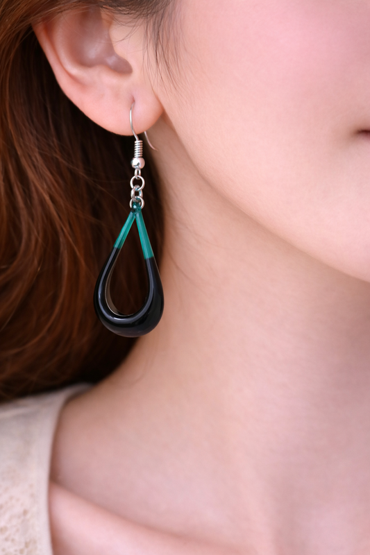 Teal Black Earrings for Women Minimal Gradient Earrings