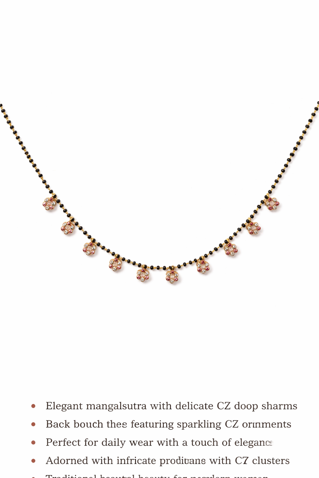 Gold-Plated CZ Floral Charm AD Mangalsutra Necklace