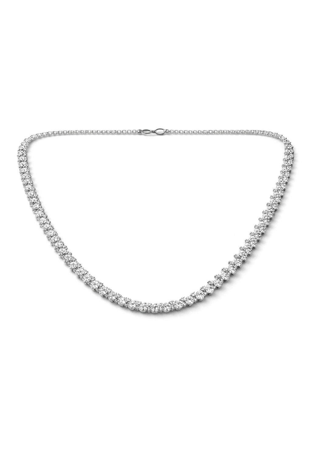 Classic Silver-Tone AD Tennis Necklace