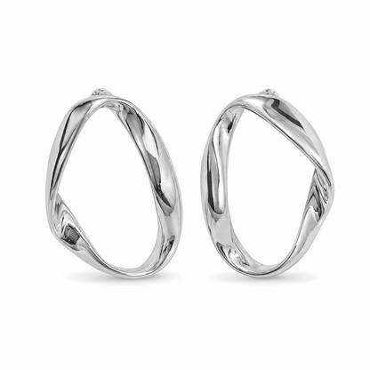 Silver Abstract Open Loop Stud Earrings for Women | Modern Statement Earrings