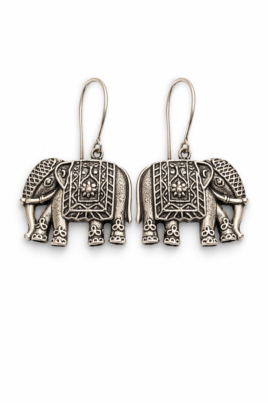 Elephant Design Oxidised Earrings for Women Antique Tribal Earrings