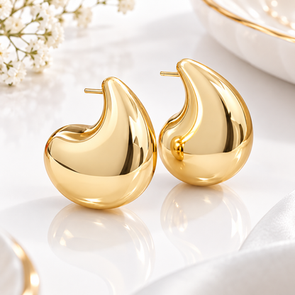 Gold Tone Chunky Crescent Statement Earrings for Women