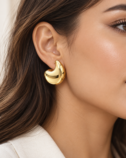 Gold Tone Chunky Crescent Statement Earrings for Women