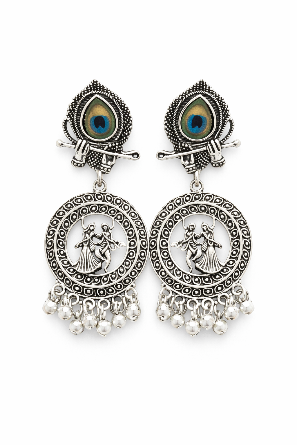 Krishna Peacock Oxidised Earrings for Women Traditional Earrings