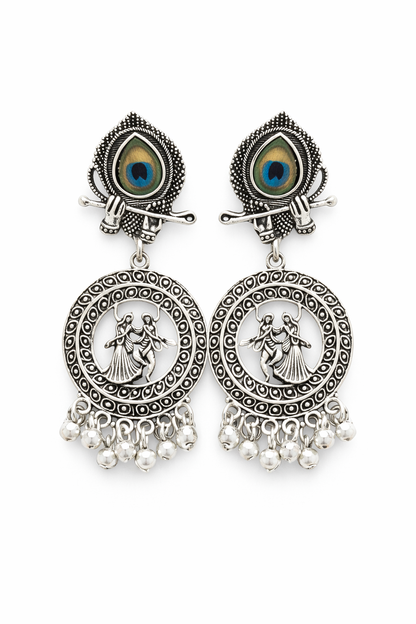 Krishna Peacock Oxidised Earrings for Women Traditional Earrings