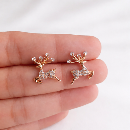 Deer Design Stud Earrings for Women Rose Gold