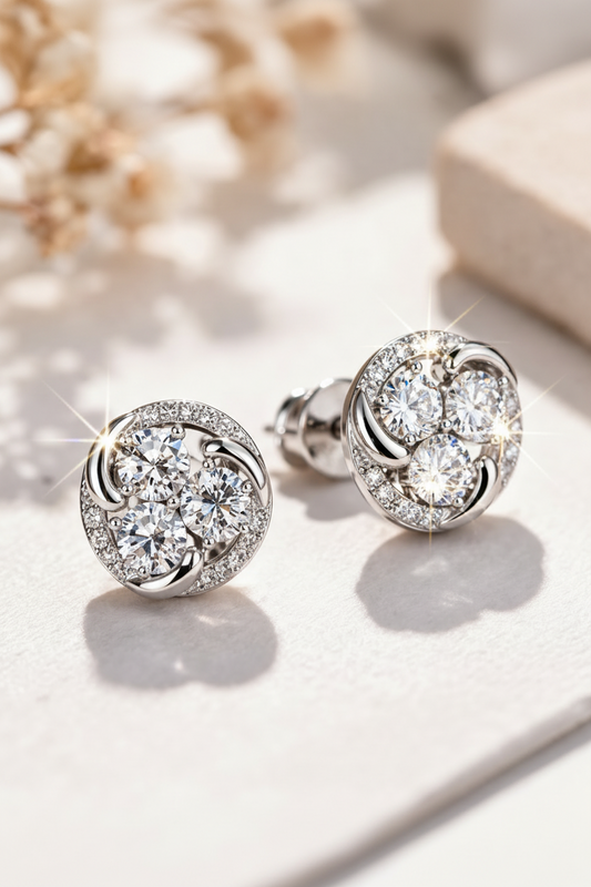 Round AD Stud Earrings for Women