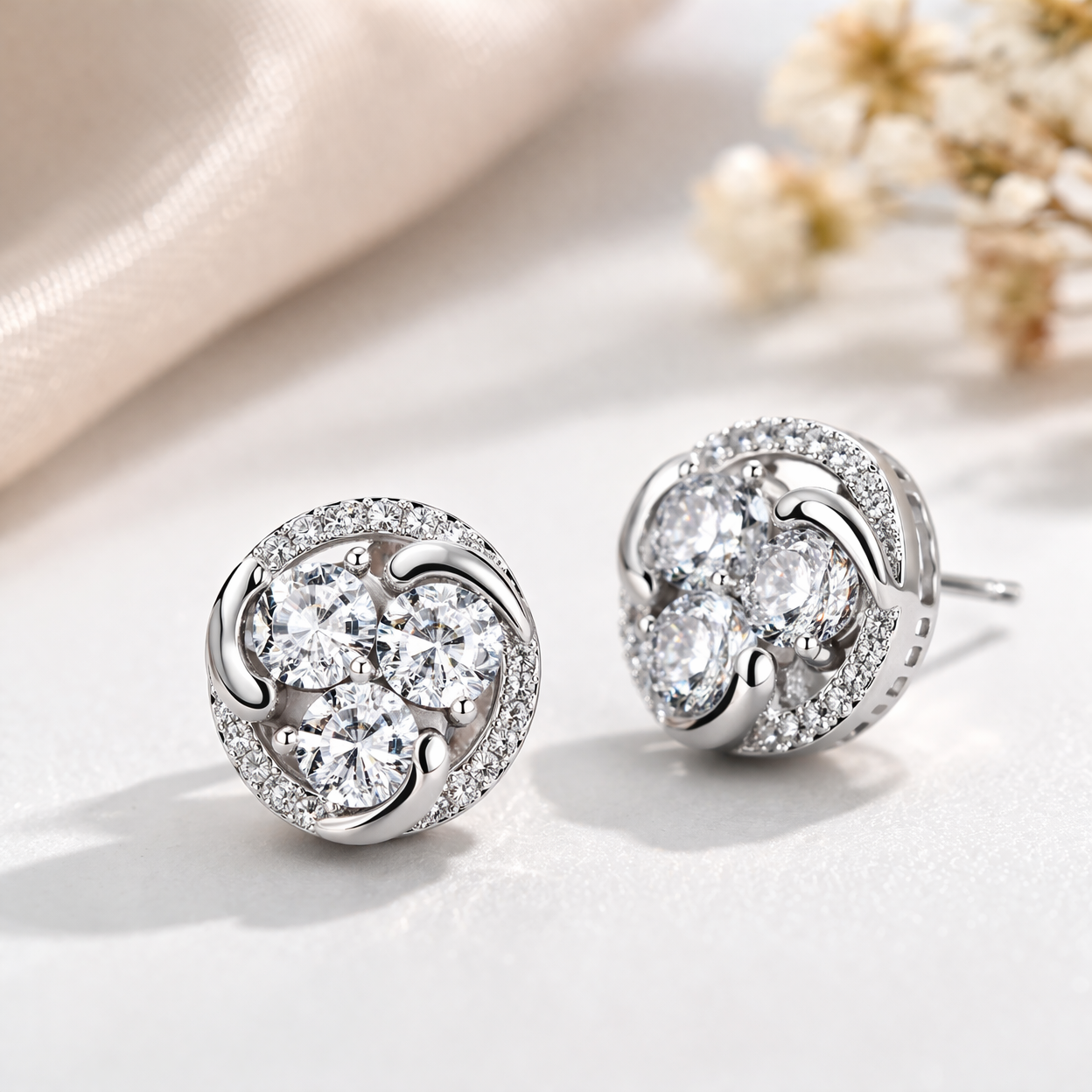 Round AD Stud Earrings for Women