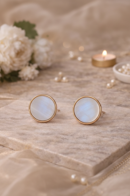 Gold Round Stud Earrings for Women Daily Wear Minimal