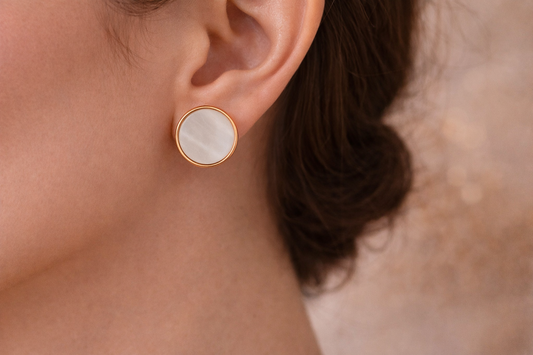 Gold Round Stud Earrings for Women Daily Wear Minimal