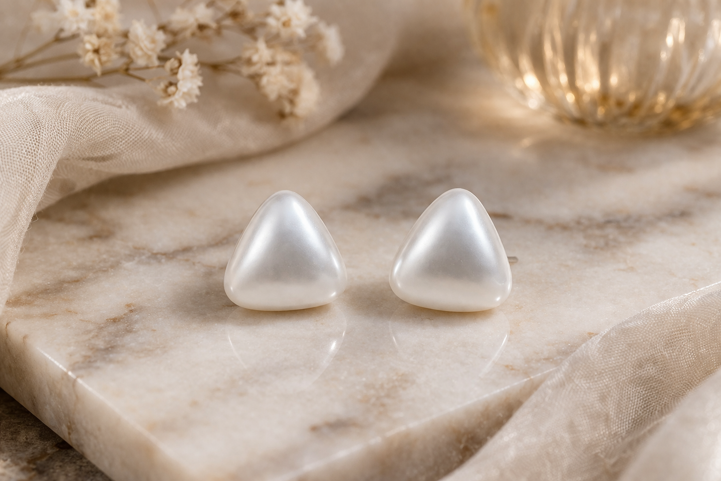 White Pearl Stud Earrings for Women Daily Wear