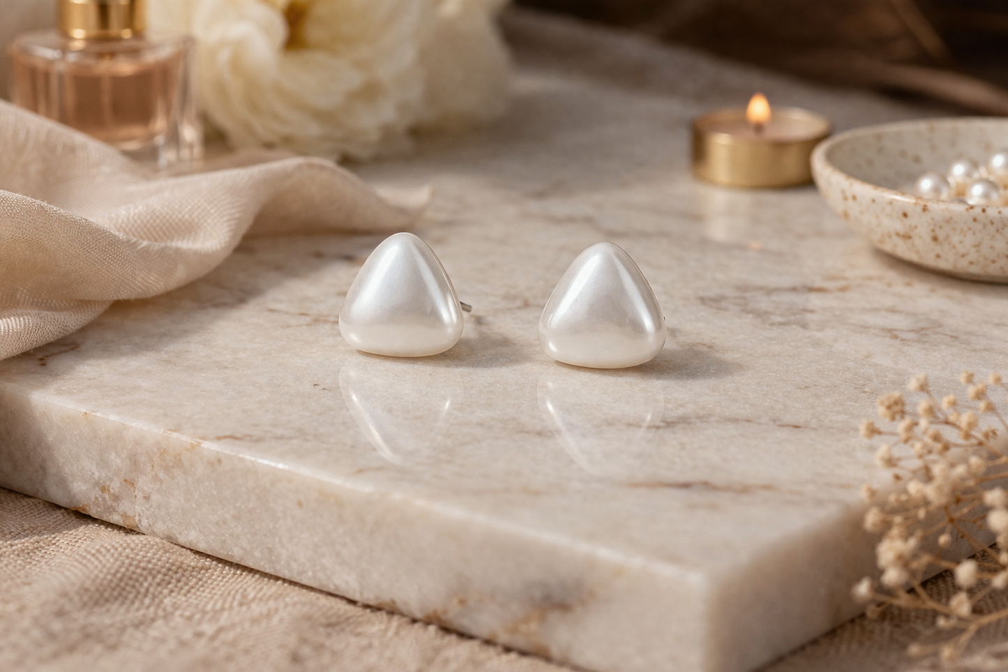 White Pearl Stud Earrings for Women Daily Wear