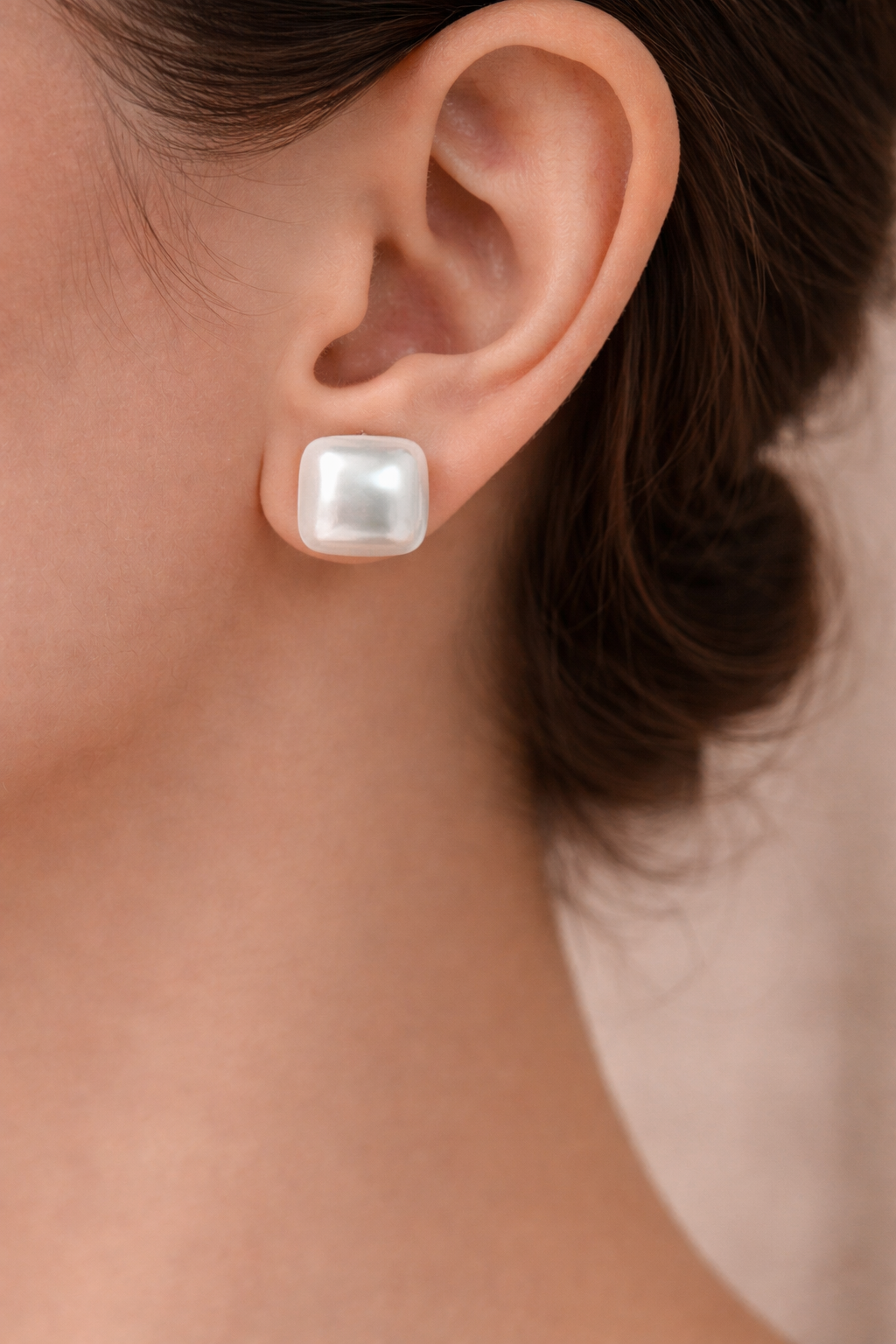 Square Pearl Stud Earrings for Women Daily Wear