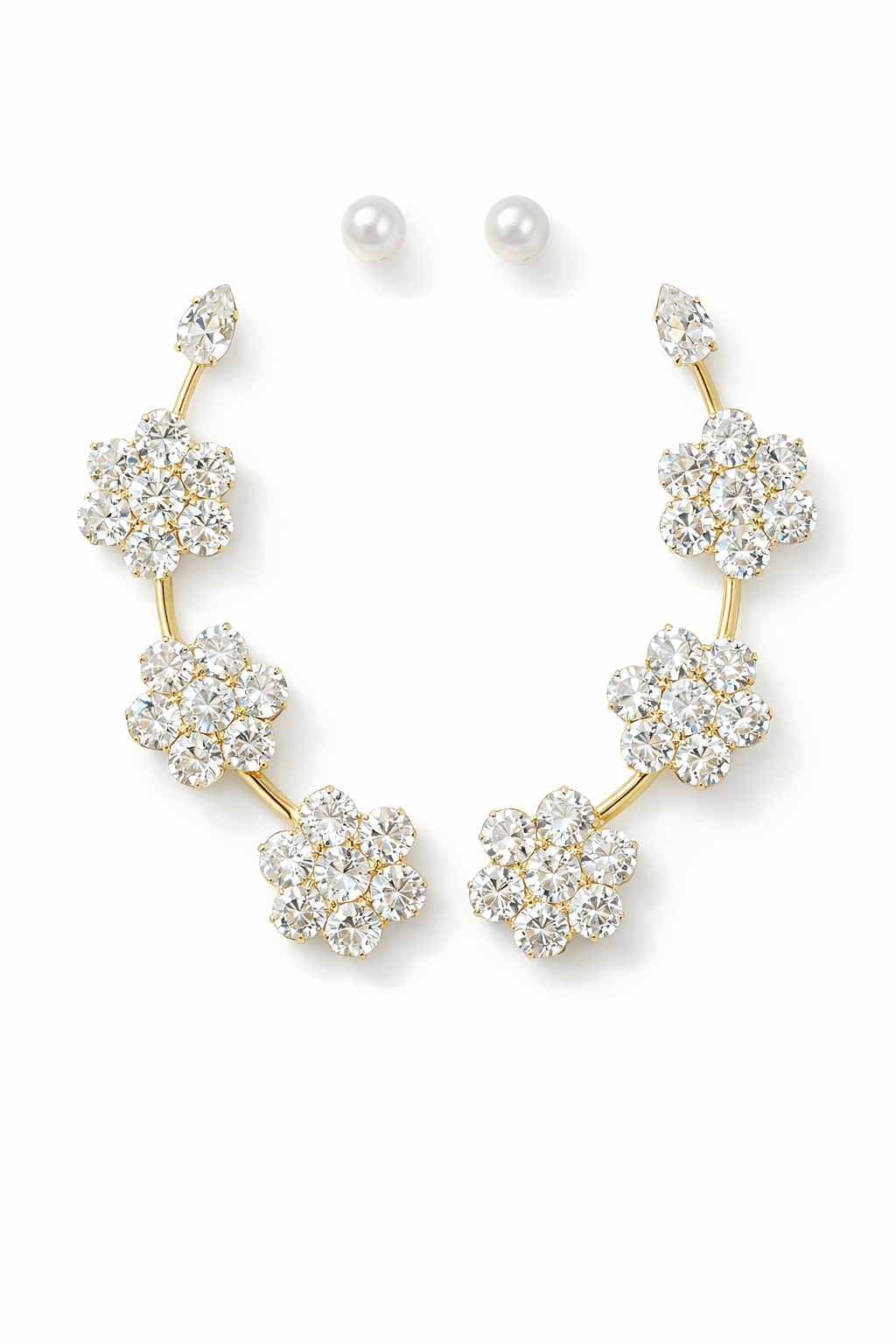 Gold Floral Ear Cuff Earrings for Women Party Wear Luxury