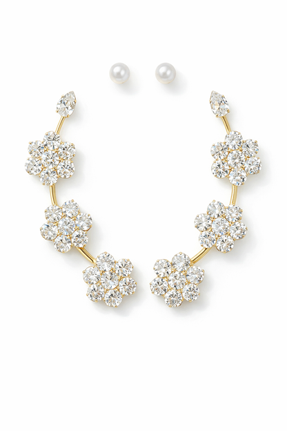 Gold Floral Ear Cuff Earrings for Women Party Wear Luxury