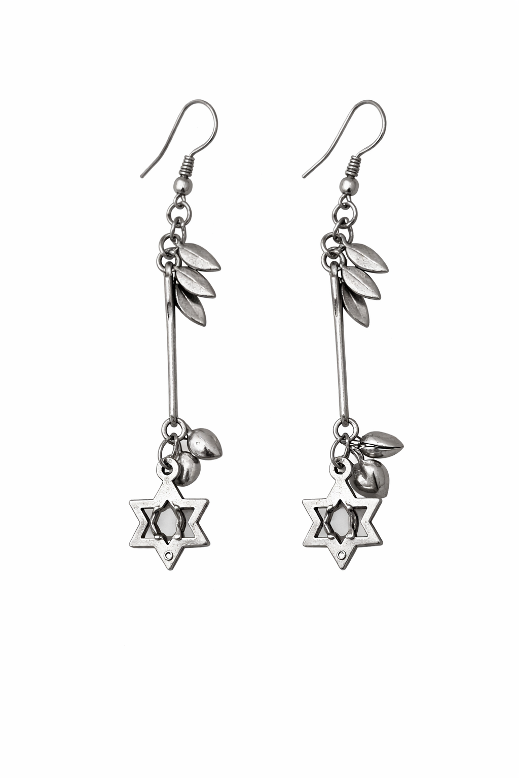 Silver Oxidised Star Charm Long Earrings for Women Party Wear Boho