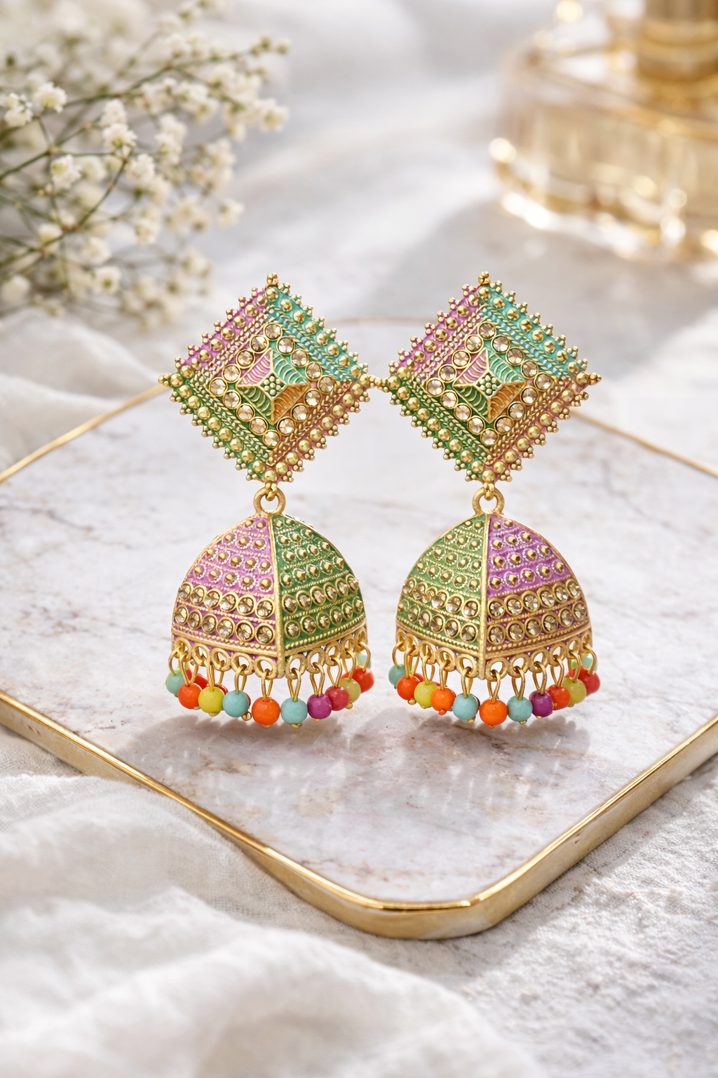 Multicolor Jhumka Earrings for Women