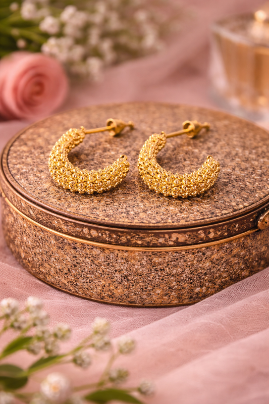 Gold Textured Hoop Earrings for Women Daily Wear Hoops