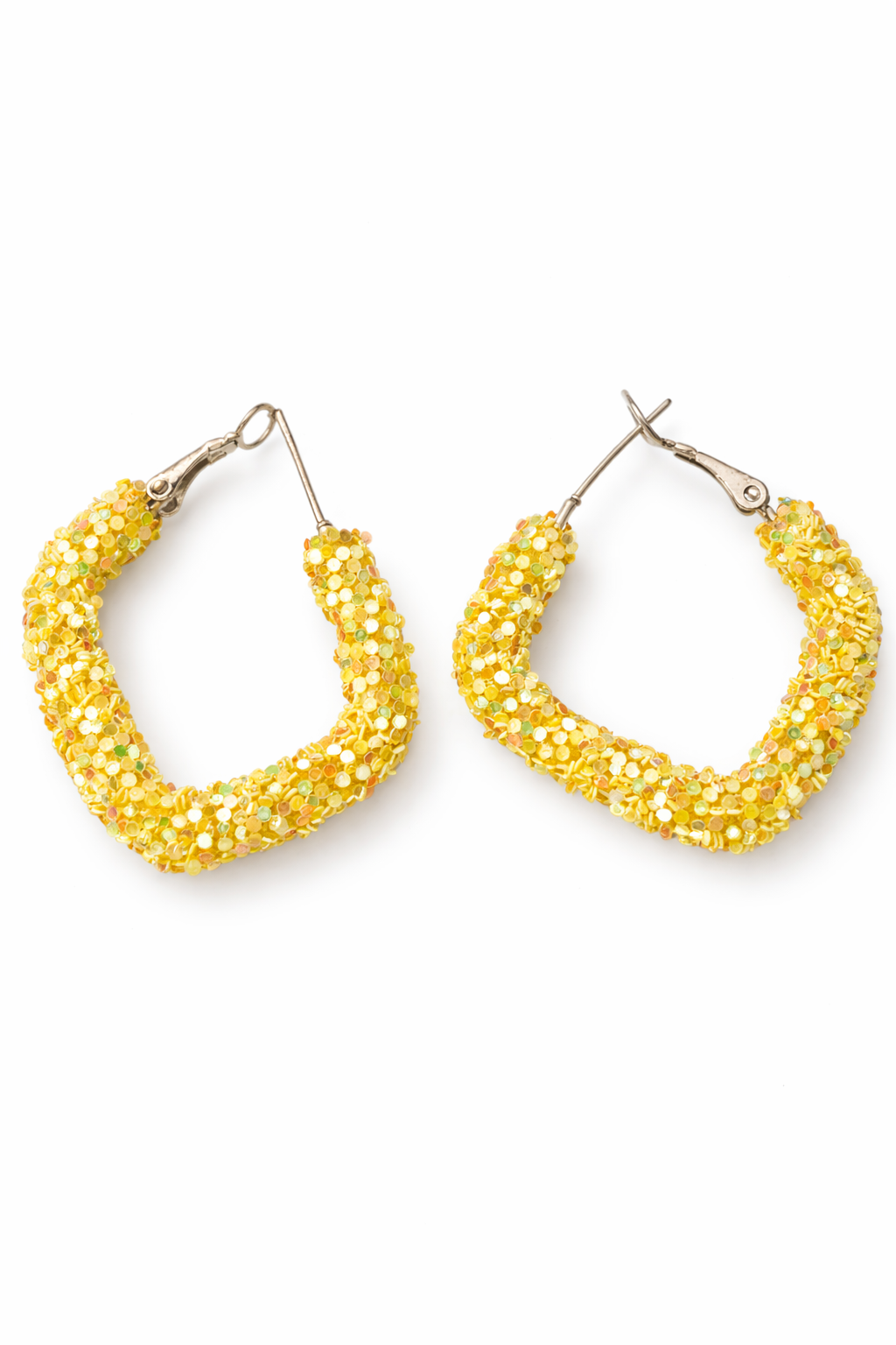 Yellow Glitter Hoop Earrings for Women Party Wear Hoops