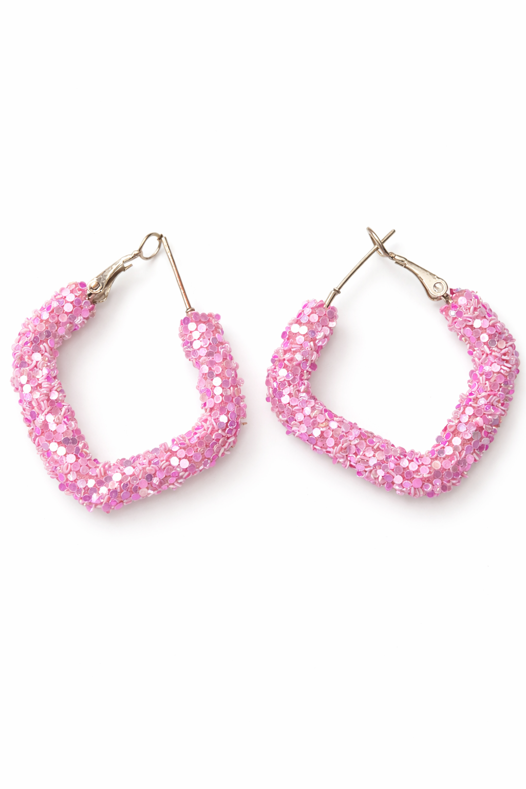 Pink Glitter Hoop Earrings for Women Party Wear Hoops