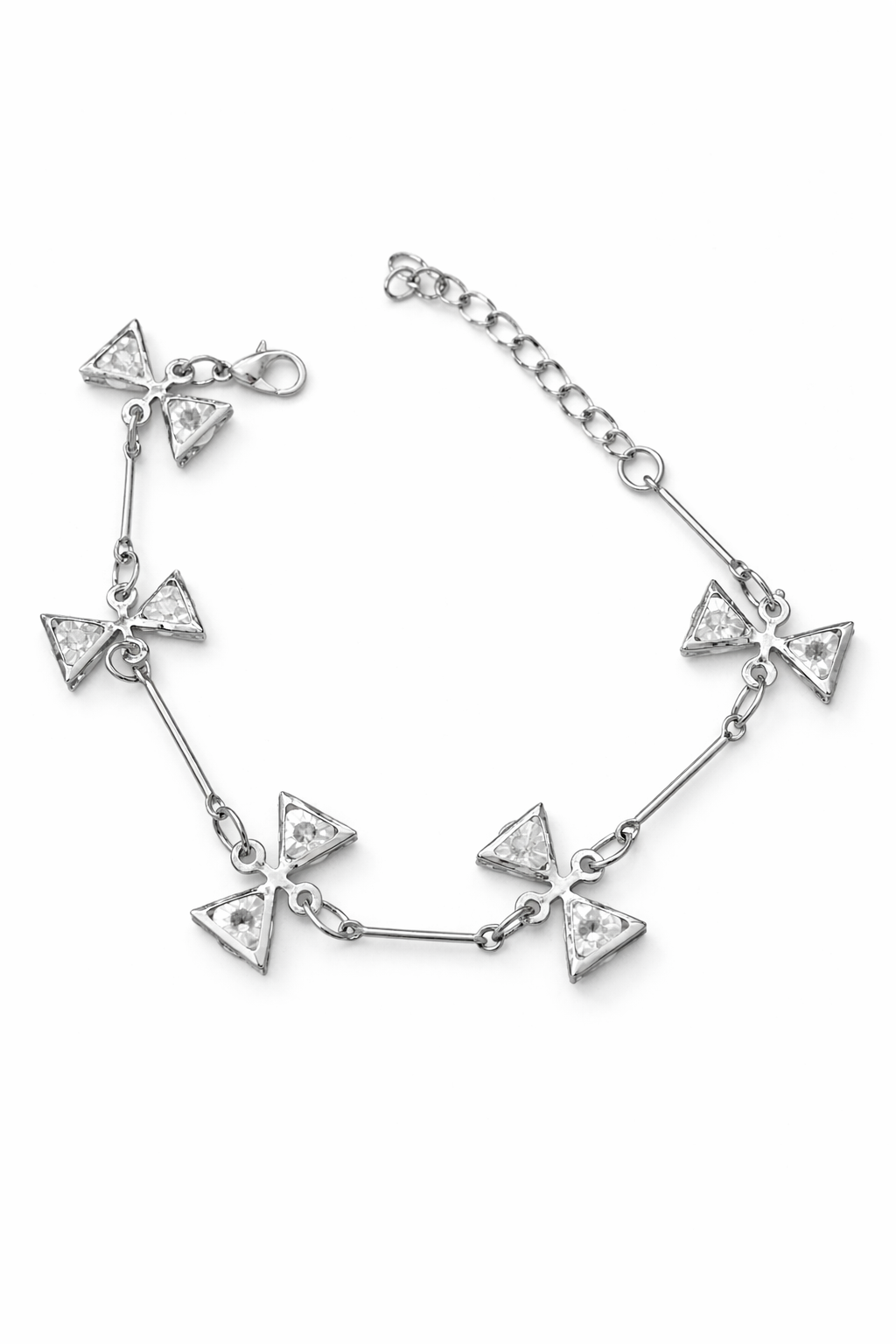 Silver Triangle Crystal Charm Bracelet for Women