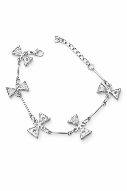 Silver Triangle Crystal Charm Bracelet for Women