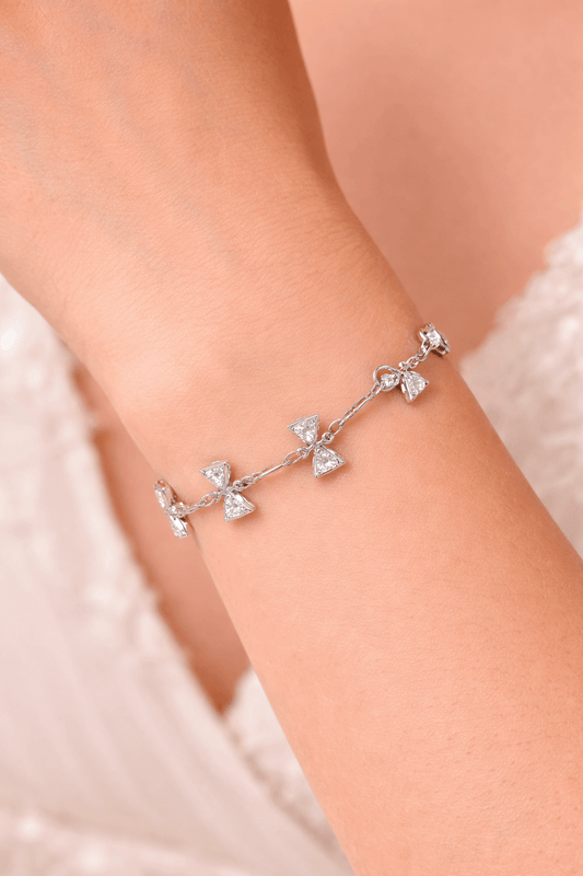 Silver Triangle Crystal Charm Bracelet for Women