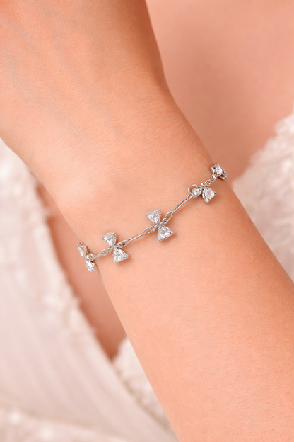 Silver Triangle Crystal Charm Bracelet for Women