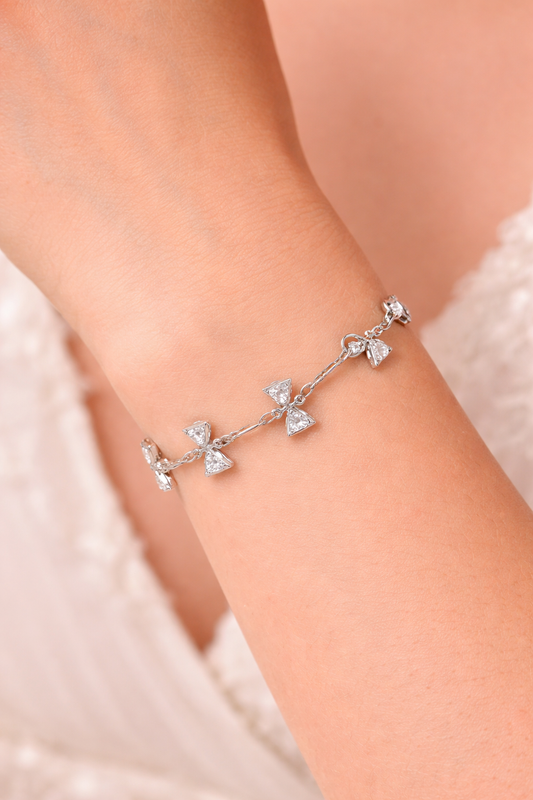 Silver Triangle Crystal Charm Bracelet for Women