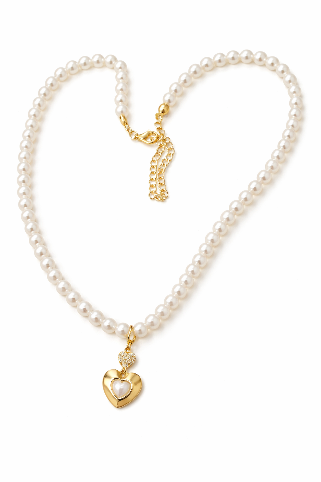 Pearl Heart Pendant Necklace for Women