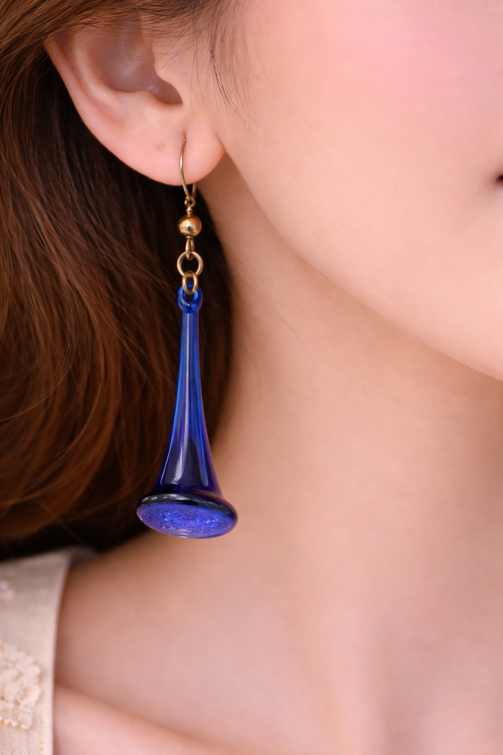 Blue Glass Earrings for Women Long Dangle Earrings