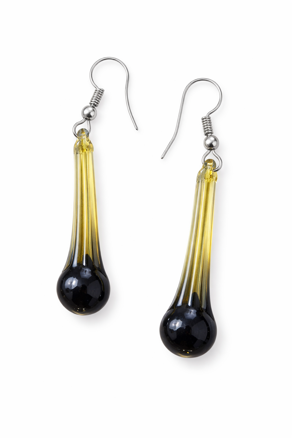 Black Gold Earrings for Women Long Glass Earrings