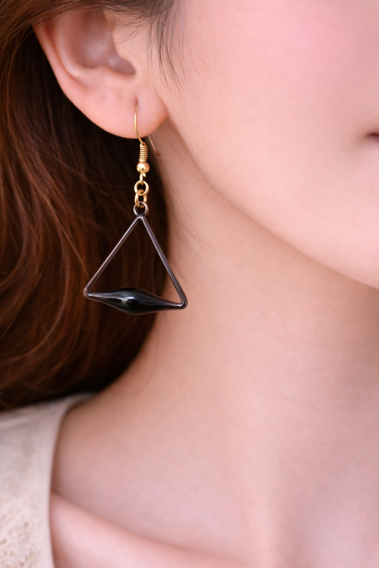 Black Triangle Earrings for Women Minimal Geometric Dangle Earrings