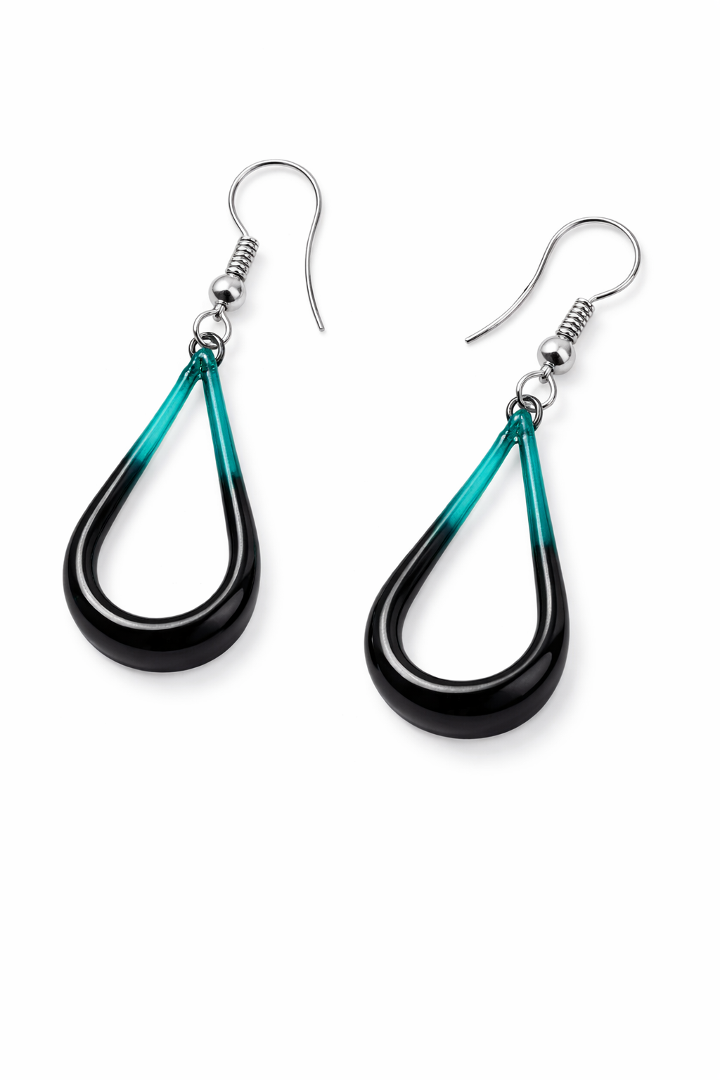 Teal Black Earrings for Women Minimal Gradient Earrings