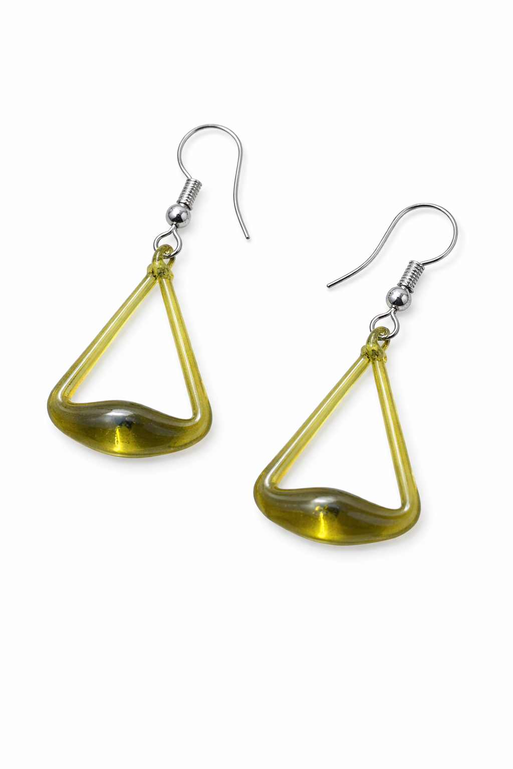 Olive Triangle Earrings for Women Minimal Dangle Earrings