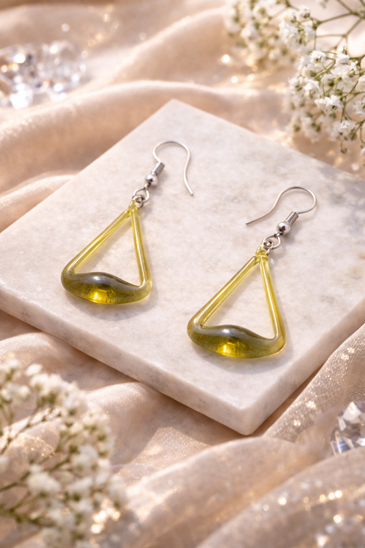 Olive Triangle Earrings for Women Minimal Dangle Earrings
