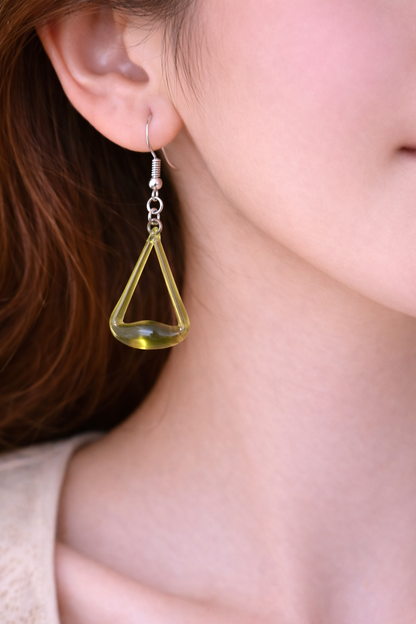 Olive Triangle Earrings for Women Minimal Dangle Earrings