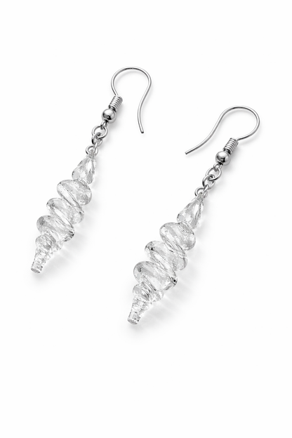 Clear Earrings for Women Spiral Glass Earrings