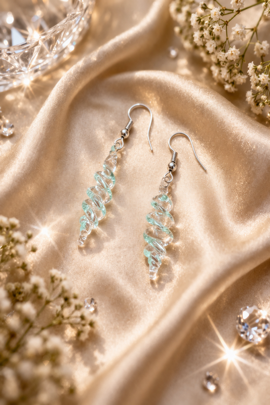 Clear Earrings for Women Spiral Glass Earrings