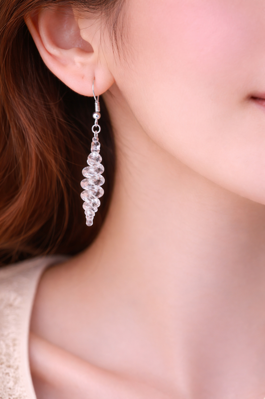 Clear Earrings for Women Spiral Glass Earrings