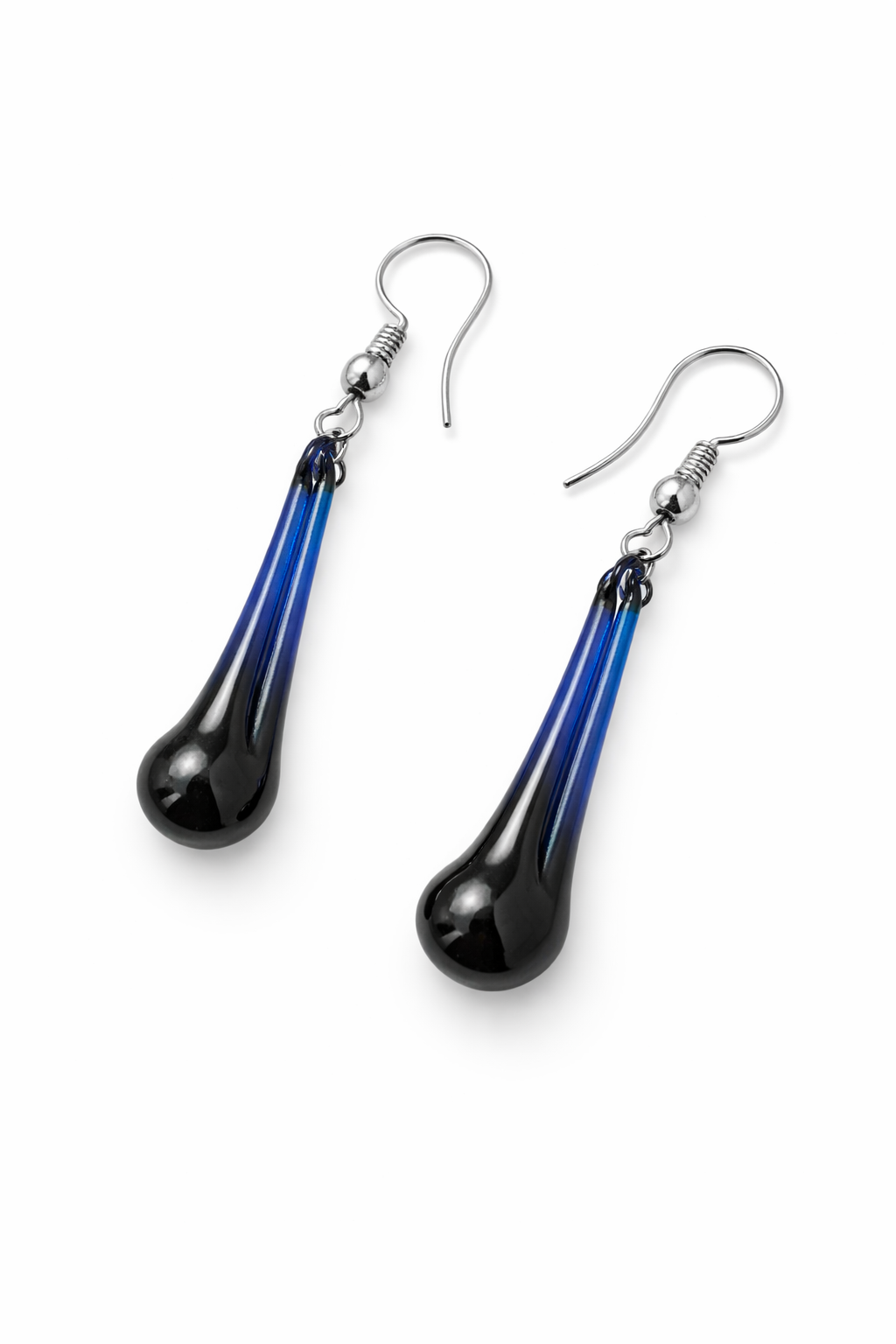 Blue Black Earrings for Women Long Glass Earrings
