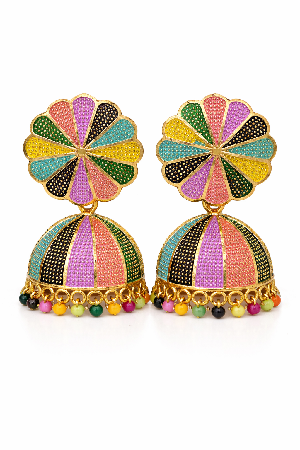 Multicolor Jhumka Earrings with Beads for Women