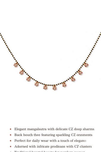 Gold-Plated CZ Floral Charm AD Mangalsutra Necklace