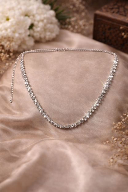 Classic Silver-Tone AD Tennis Necklace