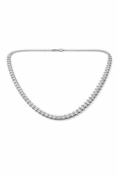Classic Silver-Tone AD Tennis Necklace